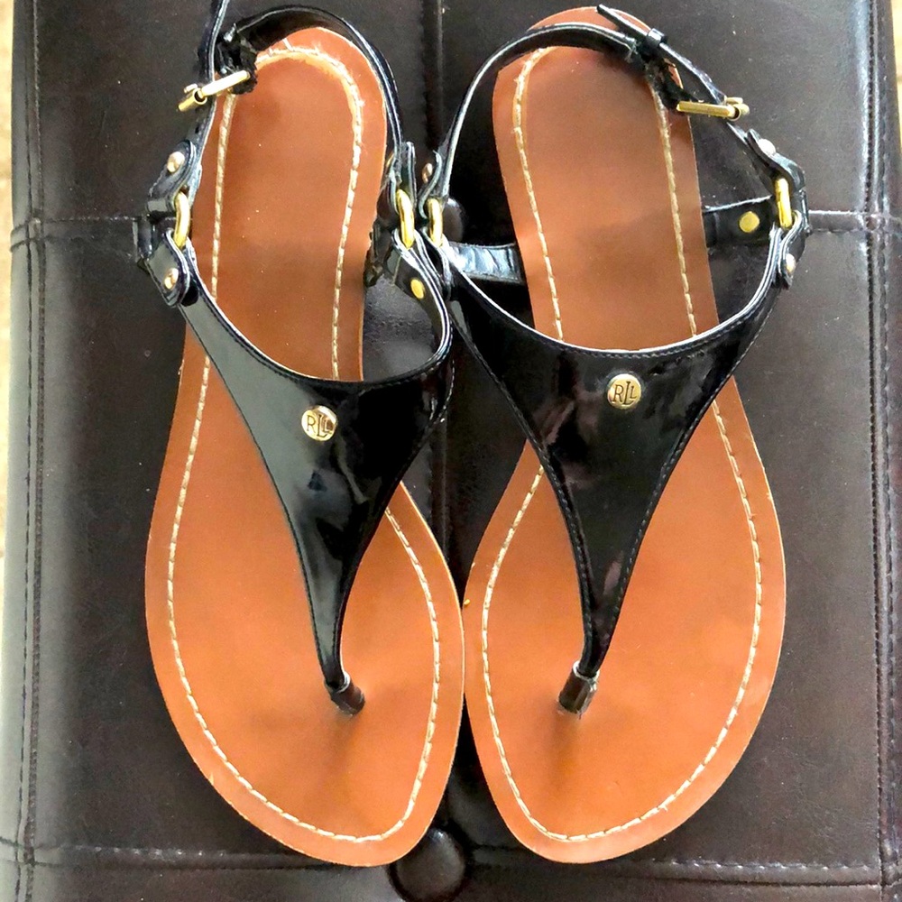 Ralph Lauren black patent sandals